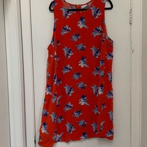 Orange dress with Blue Flowers